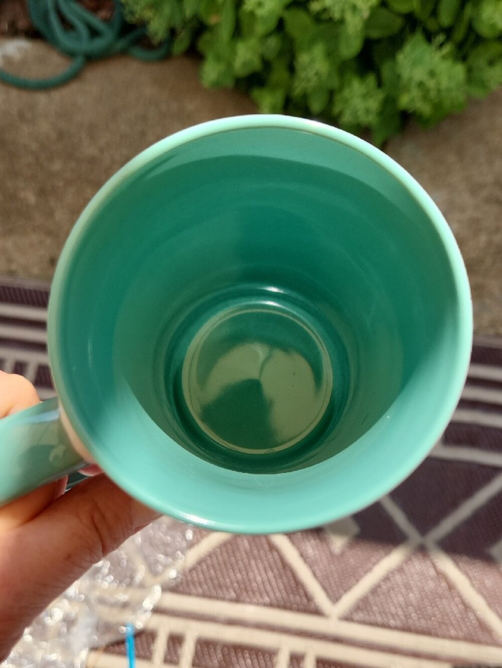 New Flamingo Botanical Ceramic Coffee Mugs - Aqua Interior and Handle - Picture 4 of 7